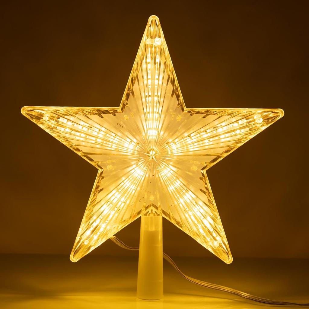 15/19/23cm Christmas Tree Top Star Light LED Glowing Star Lamp Xmas Tree Decoration Home Party Supplies Navidad New Year Gift