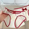 Female Sexy Red Underwear with Low Waist Briefs Hollow Thin Design Pure Cotton Crotch Women's Triangle Panties