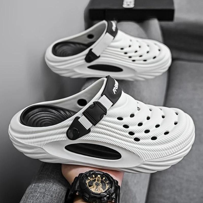Спортивная мужская обувь на платформе, обувь с отверстиями по выгодной цене, 39 японская уличная роскошь 2025, распродажа, мужские сандалии из ЭВА