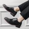 Заклепки украшения модные мужские замшевые кожаные туфли металлические панк сценические туфли на шнуровке хип-хоп стрит стиль туфли плюс размер 38-48