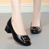 Female Fashion Sweet  Square Heel Pumps Women Black High Quality Office Spring Soft Leather Soft Sole Shoes