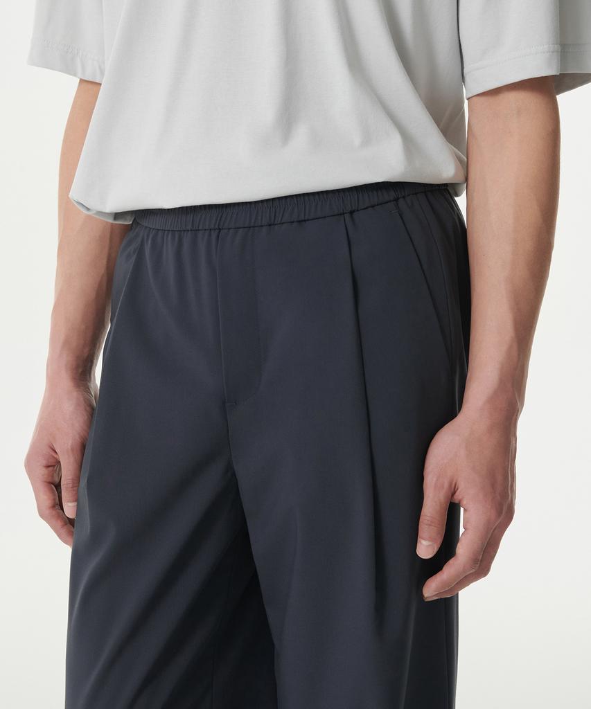 MUSINSA STANDARD [Cooltandard] One-Pleat Wide Elastic Waist Slacks [Iron Gray]