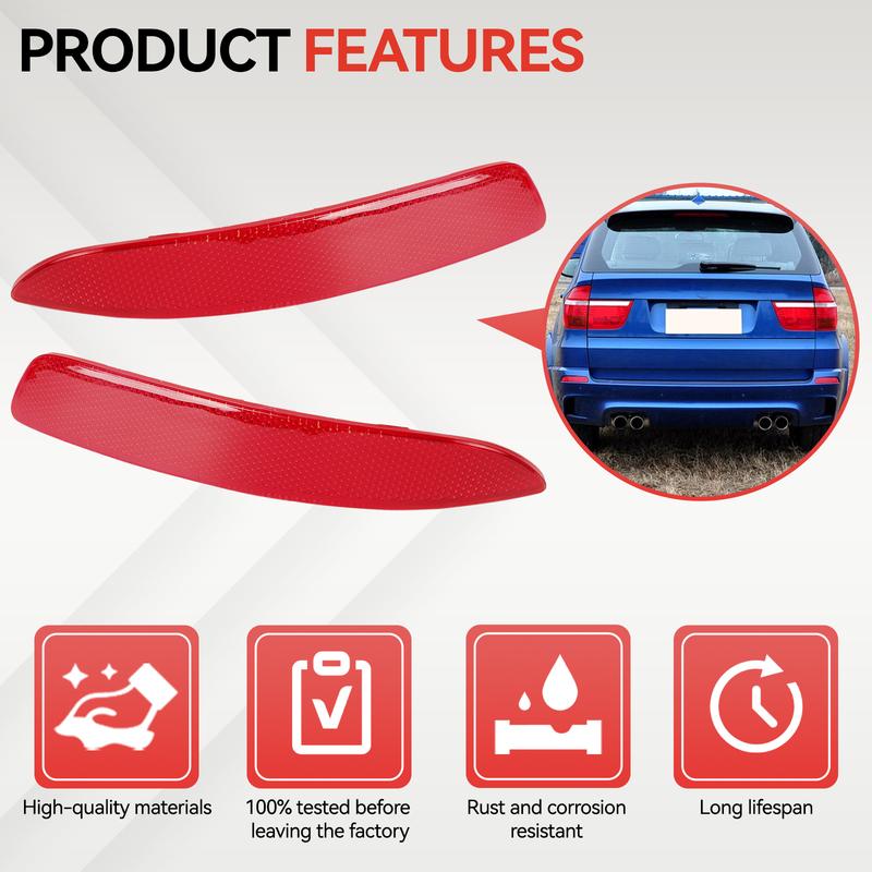 For BMW E70 X5 2007-2013 2x Red Rear Bumper Reflector Light Left Right Brake Tail Lamp Replacement Parts 63217158949 63217158950