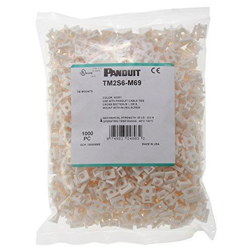 Panduit TM2S8-M69 Pan-Ty Cable Tie Mount, Flame Retardant Nylon 6.6, #8 Screw Mounting Method, 0.33" Counterbore Diameter, 0.28" Height, 0.43" Width,