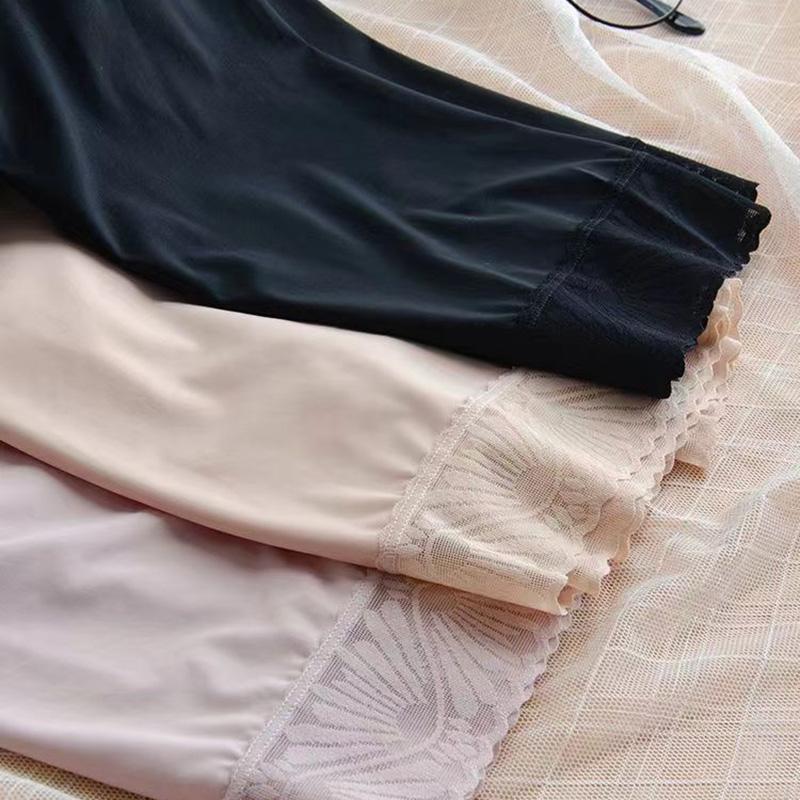 Защитные шорты, женские шорты больших размеров, летние бесшовные шорты из ледяного шелка с высокой талией, сексуальные кружевные не натирающие нижние юбки, боксеры женские