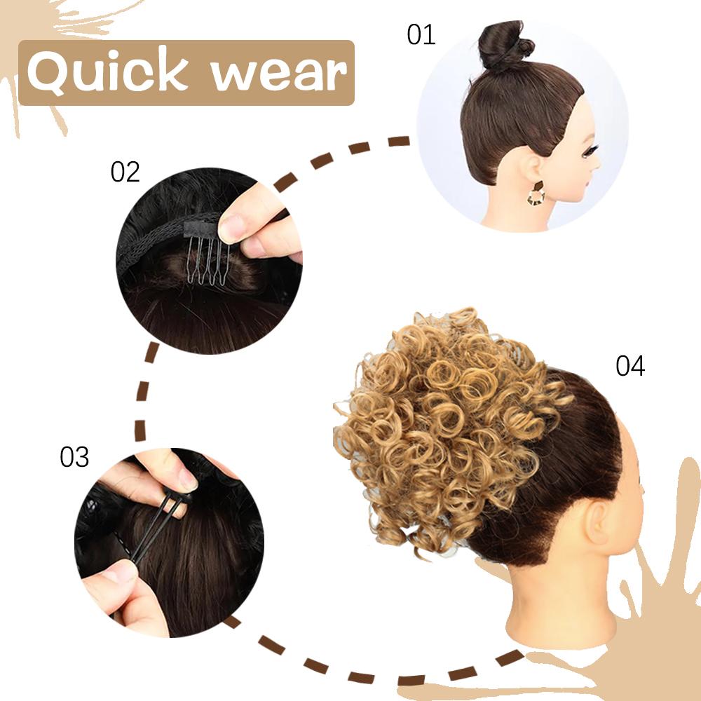 MISS WIG Синтетический беспорядочный пучок волос, 60 г, эластичный шнурок, свободные вьющиеся волосы, булочки, наращивание парика для женщин, косплей
