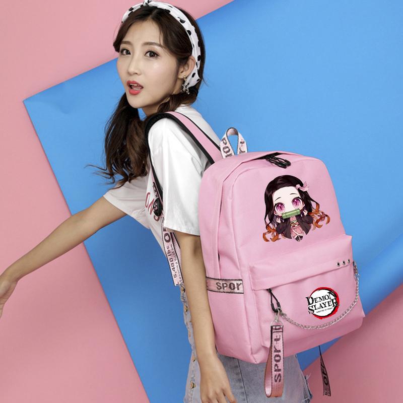 Аниме Demon Slayer Nezuko Bookbag Подростковый рюкзак Школьные ранцы для мальчиков и девочек Mochilas Мультяшный принт Сумка для ноутбука Снова в школу Рюкзак
