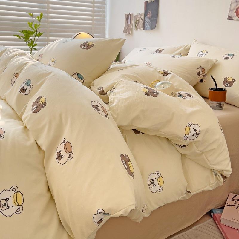 Маленький комплект из четырех предметов из свежевыстиранного хлопка, постельное белье, пододеяльник, комплект из трех предметов для односпальной кровати в общежитии