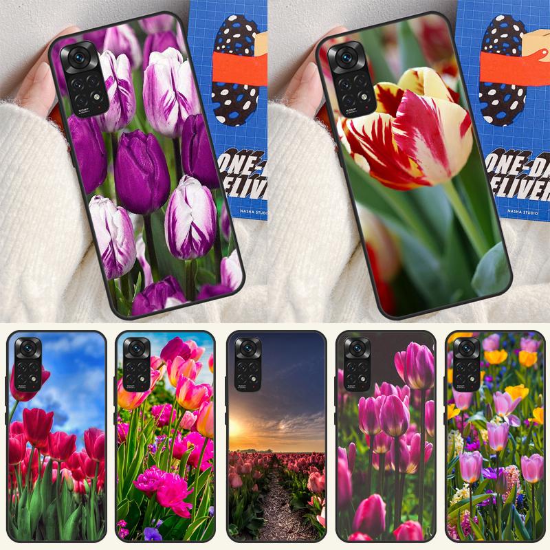 Spring Tulips Flower Case For Xiaomi Redmi 14C 10C 12C 13C Cover For Redmi Note 13 Pro 14 9 10 11 12 10S 11S 12S