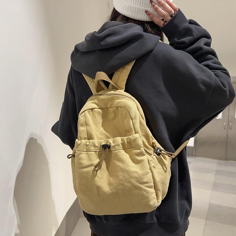 Washed Canvas Schoolbag Women's Casual Backpack College Students' Casual Class Backpack