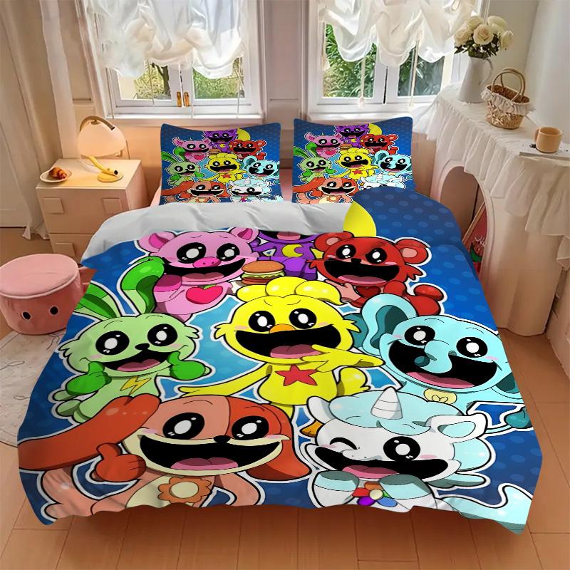 Happy Cartoon Characters Print 3Pcs Bedding Setduvet Cover With 2 Bedropillowcase Home Birthday Gift