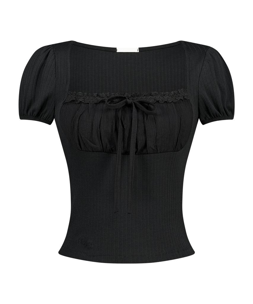 ILLIGO Rosie Lace Square Neck Tee Black