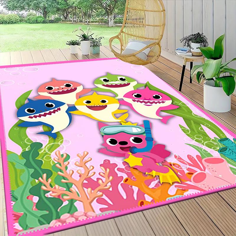 1Pc Baby Shark Family Adventure Carpet Rug Customizable Soft Washable Antislip Home Living Room Sofa Mats Personalized Rug 0917306