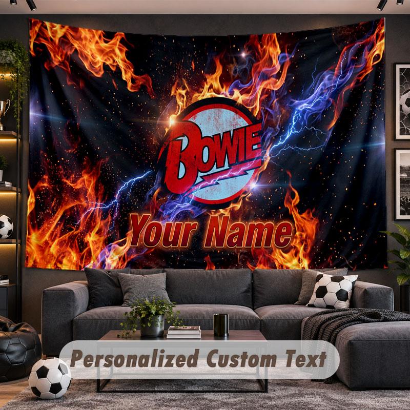 Wall Hanging Tapestry Custom NameDavid Bowie Pattern Personalized Printed Fabric Wall Decor
