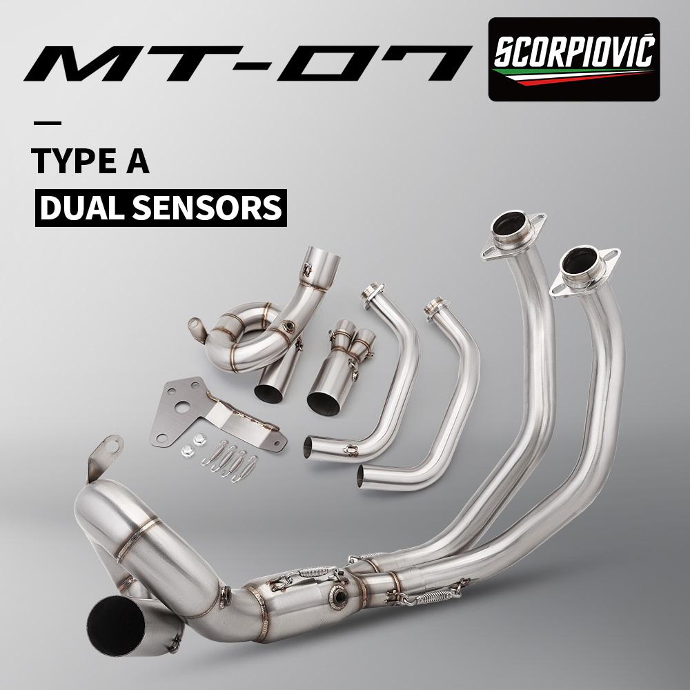 For XSR700 MT07 MT-07 FZ-07 Tracer R7 2014 - 2025 Motorcycle Exhaust system