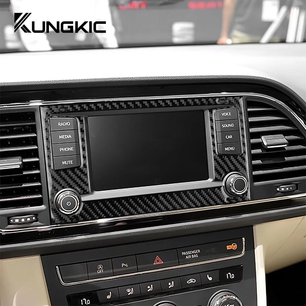 Carbon Fiber Center Console Screen Trim Sticker for SEAT Leon MK3 2013-2020 LHD RHD Interior Accessories