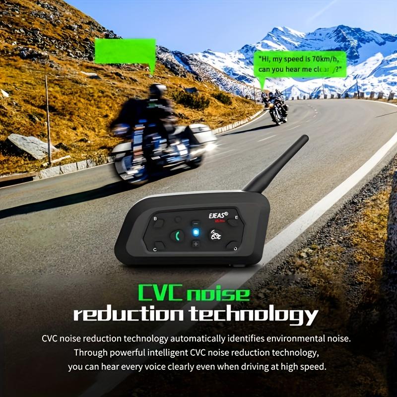 Motorcycle Helmet Intercom 1500m 6 Riders System - HD Sound Quality with Noise Reduction and Bluetooth Music Sharing