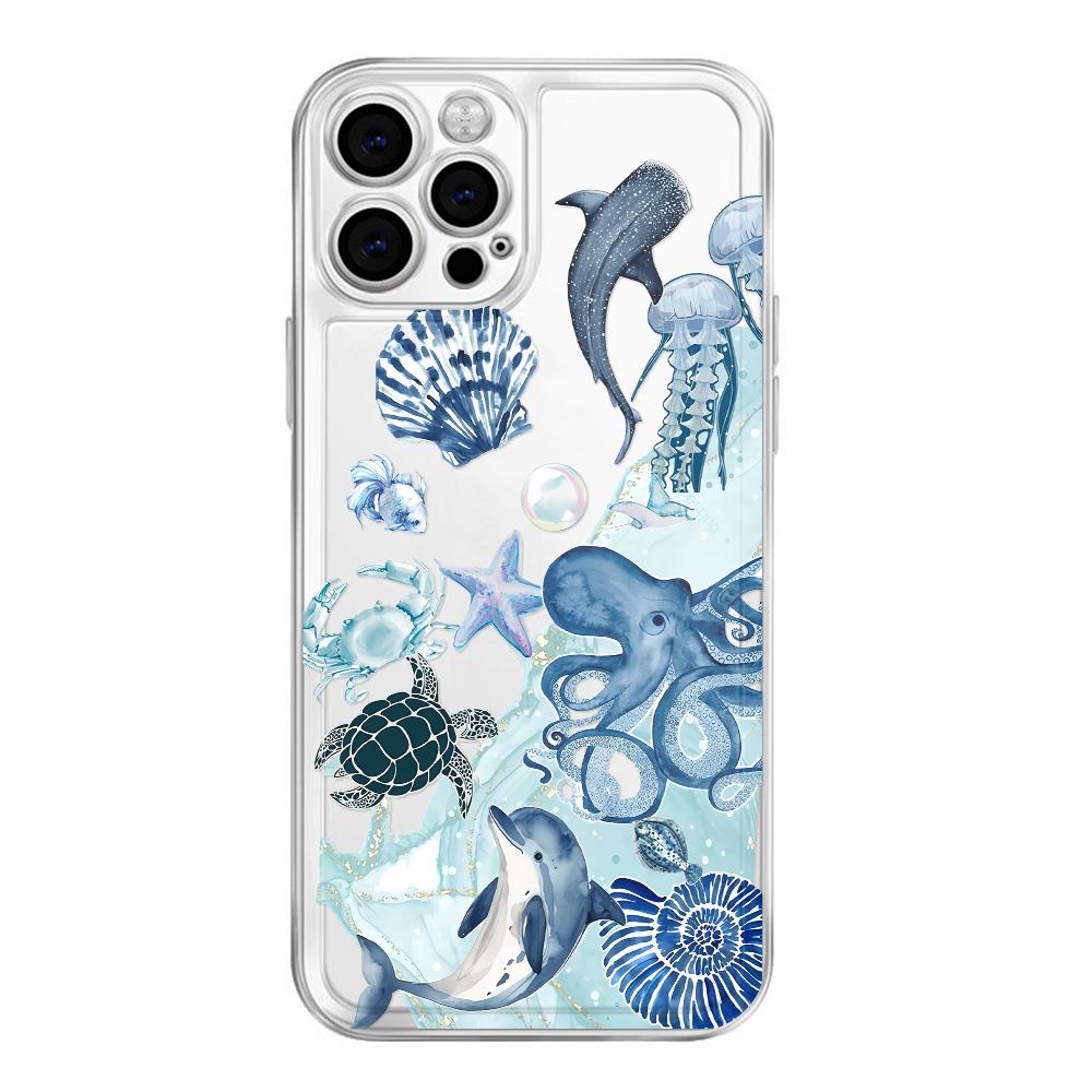 Морской мир Ударопрочный чехол для iPhone 16 Pro Max 15 14 13 12 11 XS X XR 16 Plus Прозрачная бамперная крышка