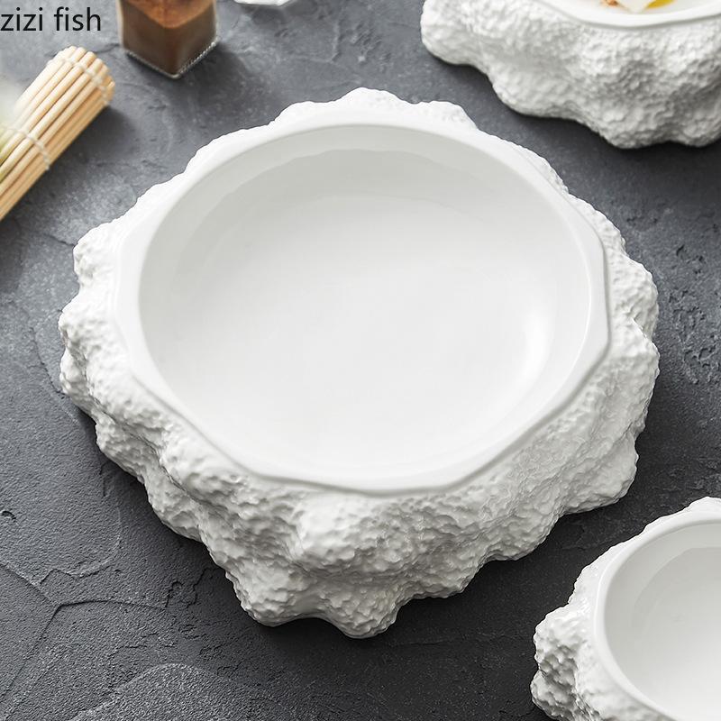 Каменная текстура Керамическая обеденная тарелка Ресторанная двойная изолированная тарелка Десертная тарелка Тарелки для суши Посуда для молекулярной кухни