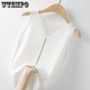 Майка из ледяного шелка на подтяжках, женское нижнее пальто, летний короткий свободный белый вязаный повседневный топ без рукавов с v-образным вырезом