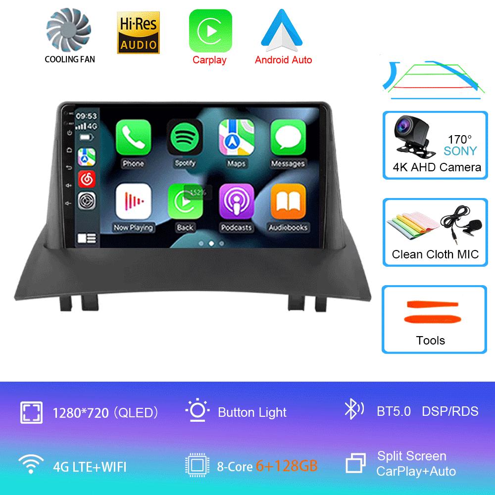 Android 14 2 Din автомобильное радио для Renault Megane 2 2002-2009 Мультимедийный видеоплеер Навигация GPS стерео головное устройство