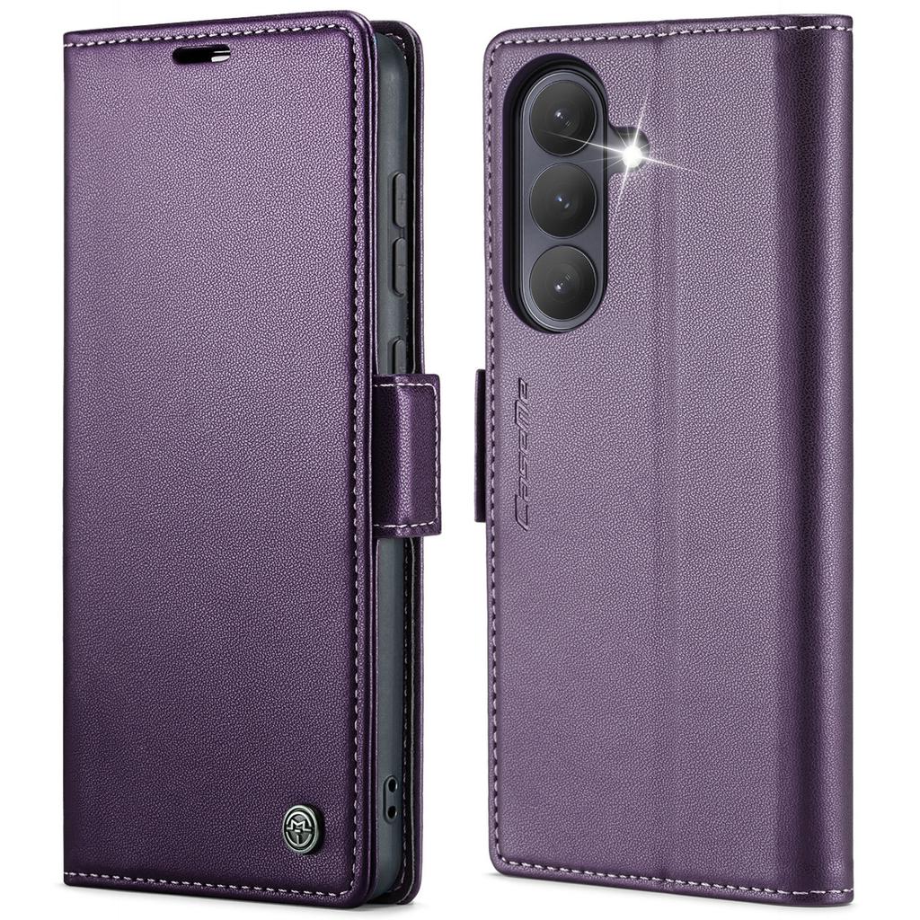 For Samsung Galaxy A37 5G Case CASEME 023 Series RFID Blocking Wallet Stand Glossy Litchi Texture Leather Phone Cover