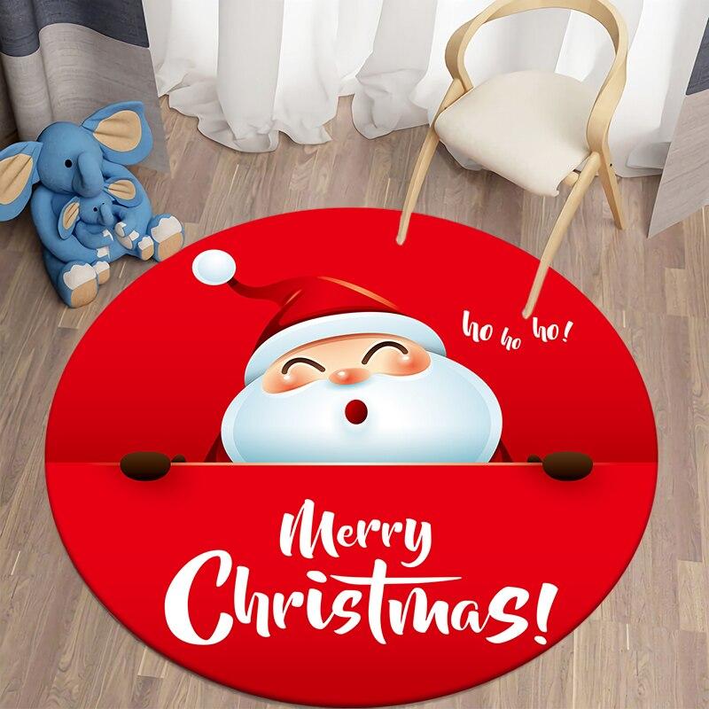 Christmas Round Carpet Santa Claus Area Rugs Kitchen Bedroom Carpet Living Room Children's Rugs Kids Play Mat Christmas Decor