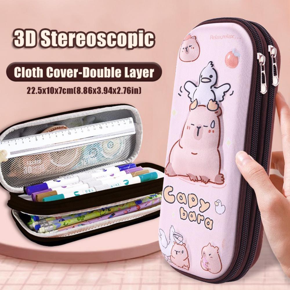 3D Capybara Pen Bag Large Capacity Pen Box Dirt-proof Pencil Case School Office
