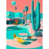 Ретро футуристический пляж пальмы пустыня бассейн постер холст картина настенное искусство картины домашний интерьер декор