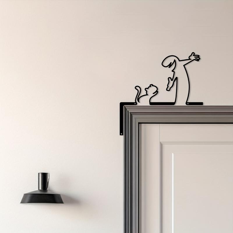 Металлический Настенный Декор Кованый Железный Знак Домашний Интерьер Дверной Проем Искусство Подвесная Картина Декор Комнаты Счастливый Кот Домашнее Украшение