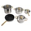 Stainless Steel Pots and Pans Set Ergonomic Golden Handle Multifunctional Cookware Set Cooking Pots