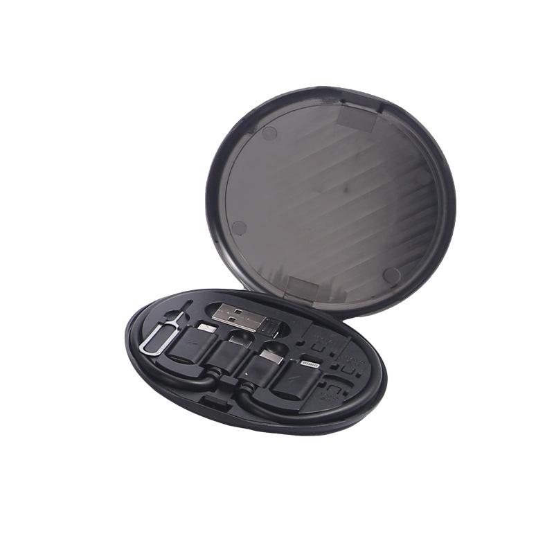 Кабель для быстрой зарядки мощностью 60 Вт, кабель USB для передачи данных 3 в 1 с футляром для хранения, многофункциональный USB-адаптер для зарядки, совместимый с Lightning Type-C