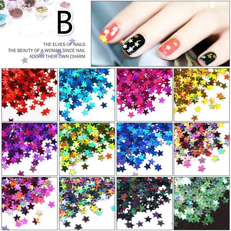 12 шт./набор DIY Star Moon Butterfly Phantom Nail Sequin Decoration Set Nail Art Decoration Sequin Accessories Ongles