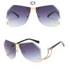 New Irregular Rimless Sunglasses Women Brand Designer Alloy Frame Oversize Gradient Sun Glasses Fashion Female Clear Shades