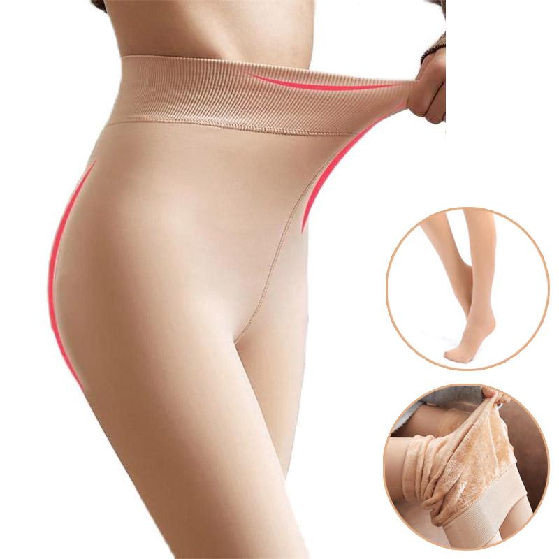 Утолщенные и флисовые чулки, проникающие наружу, блестящие, с высокой талией, утягивающие колготки для женщин