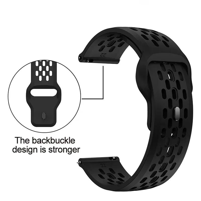22mm Breathable Silicone Strap For Amazfit Bip 6 5 5 Unity/GTR 2 3 4 Sport Bracelet For Amazfit Stratos/Balance/Cheetah Pro Band