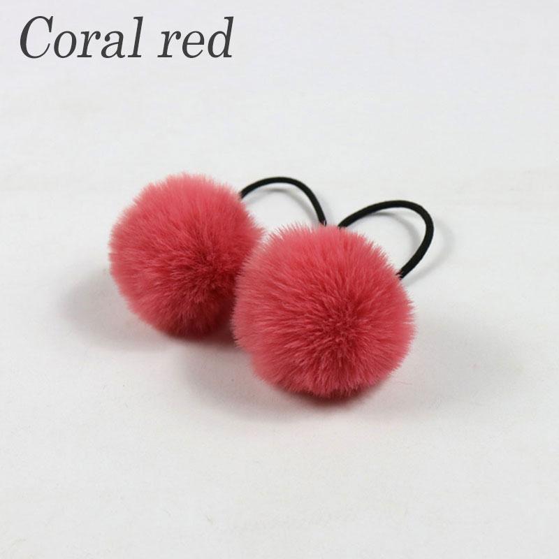 2Pcs Soft Furry Hair Ties Elastic Hair Bands Girls Hair Ring Fur Ball Hair Rope Rubber Band 5cm