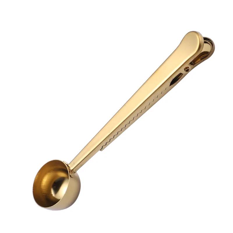 Ложка для кофе из нержавеющей стали два в одном, зажим для запечатывания, серебристый, кухонные аксессуары, украшение для чаши для приема, кофеварка