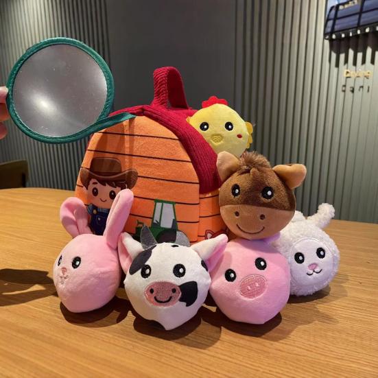 Детский плюшевый набор игрушек «Фермерский дом» с мягкими домашними животными, мини-плюшевый сарай, сенсорная игрушка, украшение в виде плюшевых животных