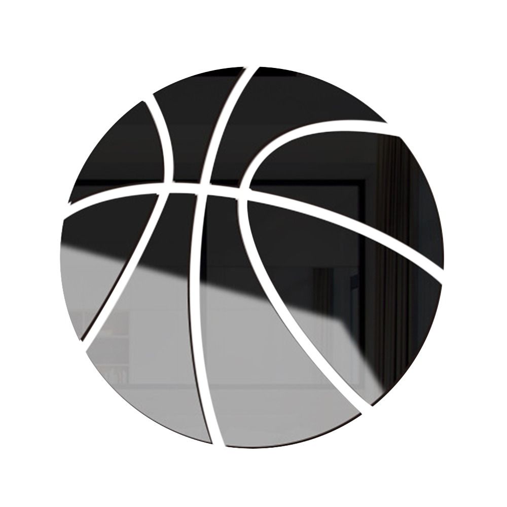 1Set Modern Style 3D Basketball/Football/Rugby Shaped Mirror Wall Sticker Gold/Silver/Black Wall Art Waterproof PVC Mirror Decal