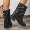 Retro Style Knee High Boots Women Fashion Ladies Slip On Knight Long Boots Autumn Winter Footwear Knight Booties Botines Mujer