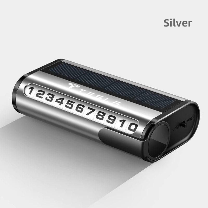QPVH8 Car Temporary Stop Phone Number Plate Night Light Parking Card For Tesla Model-Y Model-3 Model-X Model-S Cybertruck Roadster