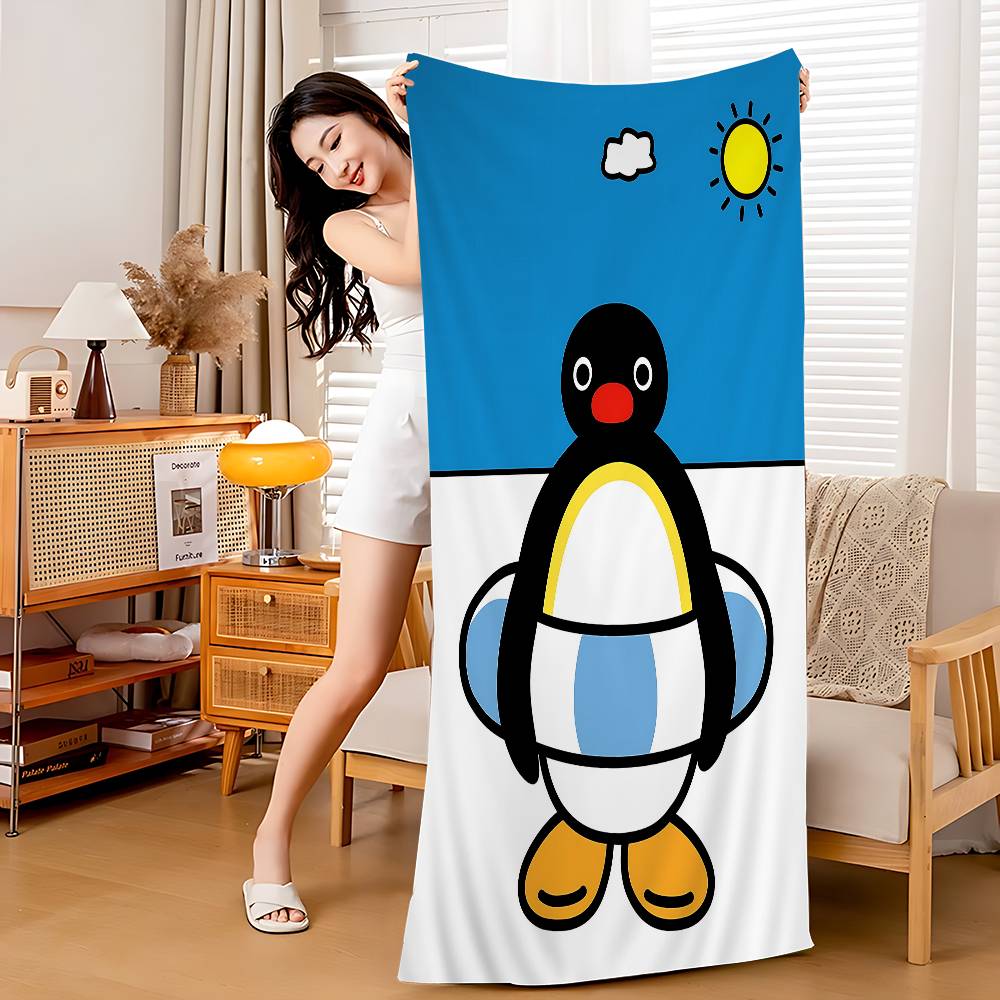 Pingu Cartoon Pingu Microfiber Printed Beach Towel Mountain Climbing Yoga Beach Swimming Running Absorbent Soft Towel