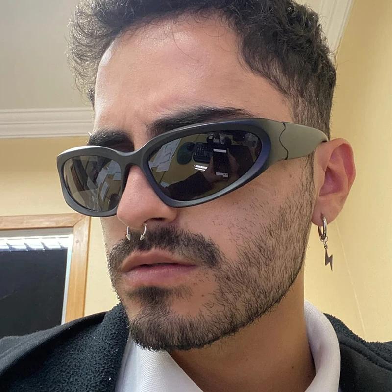 Солнцезащитные очки в стиле панк, уникальные спортивные солнцезащитные очки для мужчин и женщин, неполяризованные, для верховой езды, зеркальные, цветные очки