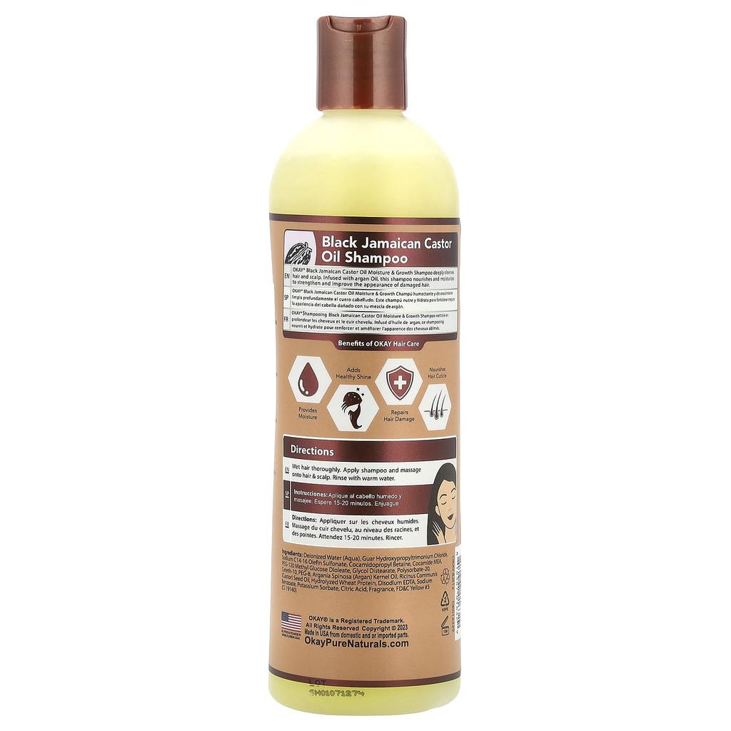 Okay Pure Naturals Black Jamaican Castor Oil, Shampoo, 12 Fl Oz (355 Ml)