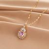 Ожерелье с розовым циркониевым кроликом, женская индивидуальность, тренд, универсальная инкрустированная циркониевая подвеска, цепочка