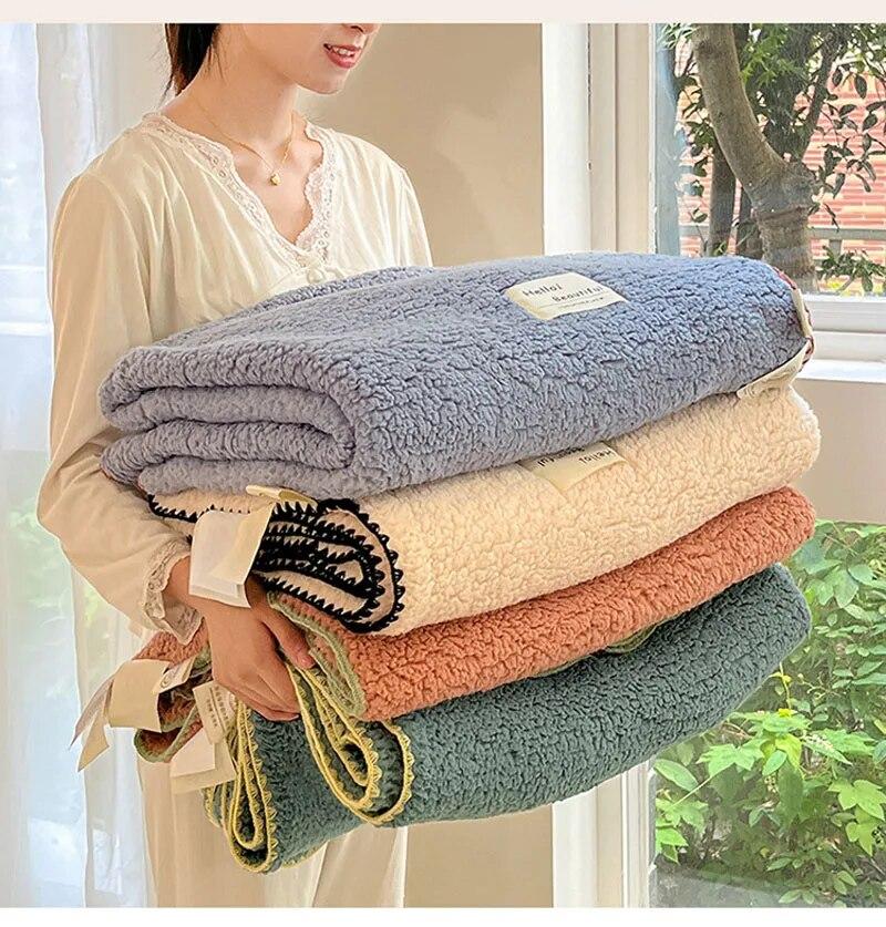 Одеяло из кораллового флиса, зимнее теплое пледовое покрывало для односпальной двуспальной кровати размера «king-size», толстое бархатное покрывало с имитацией кролика