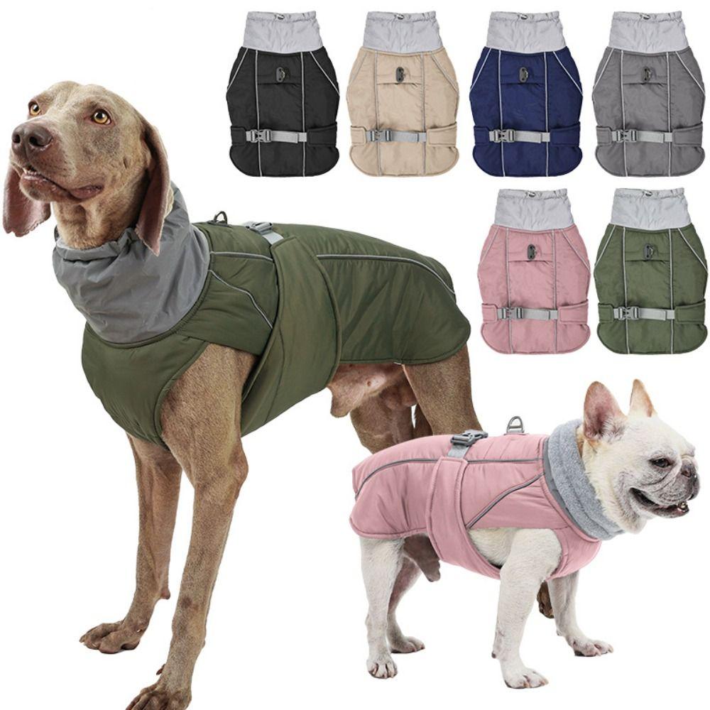 Durable Nylon Polyester Dog Jacket Green Grey Black Waterproof Dog Clothes Autumn Winter Warm Dog Costume Labrador