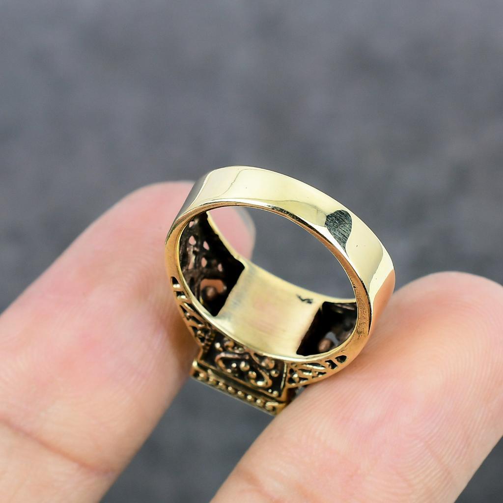 Традиционный вид, латунное ювелирное изделие ручной работы, кольцо с ядом, размер 7,5 м2U76