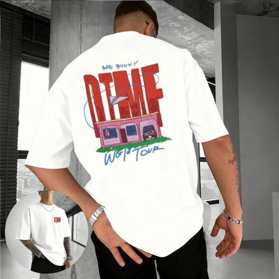 Футболка с принтом Bad Bunny DTMF World Tour, чистого хлопка, для мужчин и женщин, летняя модная повседневная рубашка с коротким рукавом